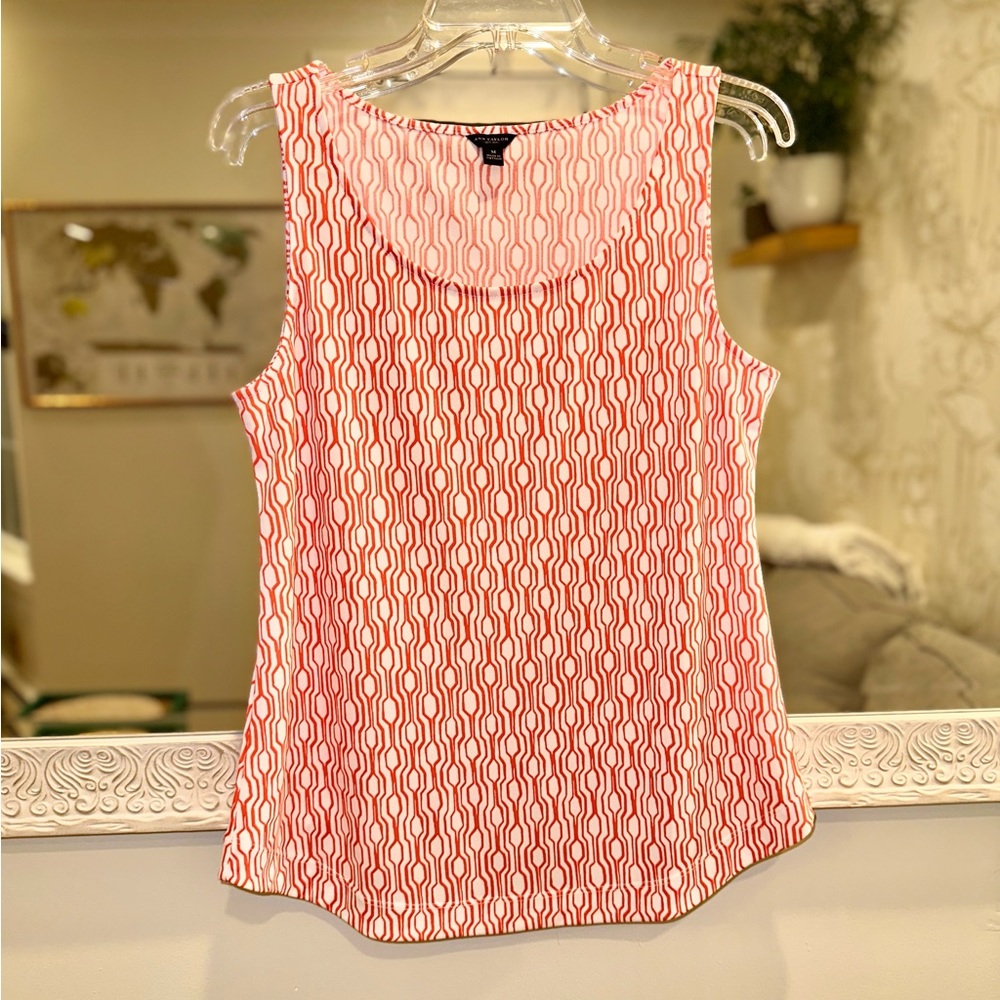Ann Taylor Orange & White Design Sleeveless Top - Medium - Picture 8 of 8